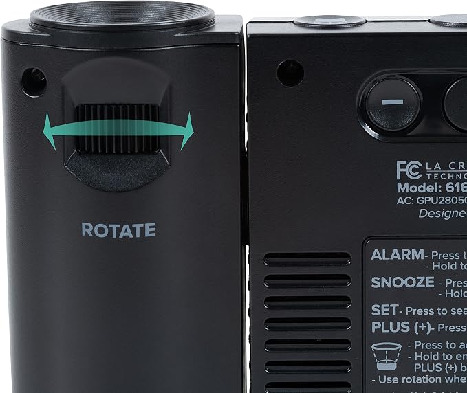 La Crosse Technology 616-41667-INT Black Atomic Projection Alarm Clock - Image 4