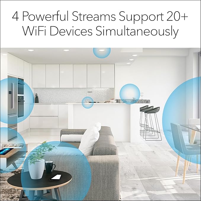 NETGEAR WiFi 6 Mesh Range Extender (EAX15) - Add up to 1,500 sq. ft., 20 Devices with AX1800 Dual-Band Wireless Signal Repeater (up to 1.8 Gbps Speed), WPA3 Security, One Network Name