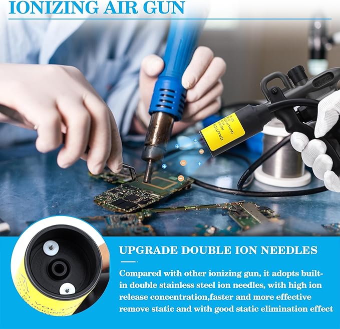 Fukueesn Anti Static Ionizing Air Gun 4.6KV upgrade Static Eliminator Anti Static Ionizer + High Voltage Generator with one Air gun