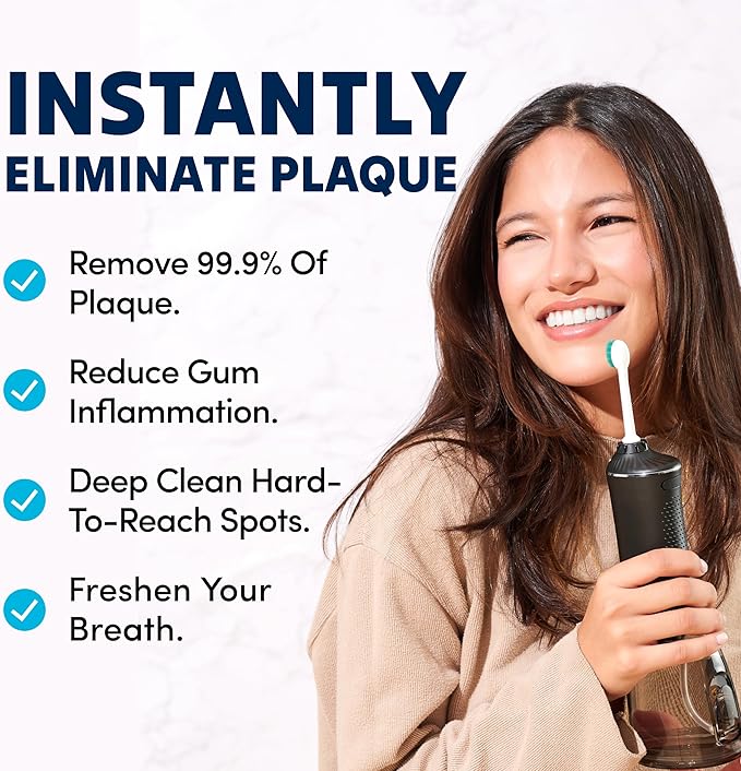Puur Smile Professional Water Flosser - Advanced Dental Care for a Healthier Mouth, Gum, and Teeth - IPX7 Waterproof Oral Irrigator | 7 Replacement Tips, Travel-Friendly, Rechargeable - Oral Hygiene