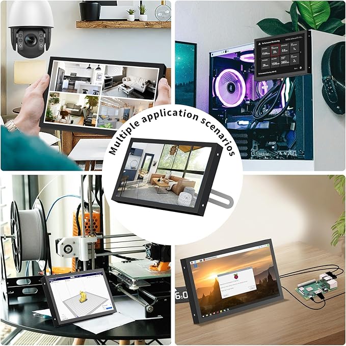 Aurevita 7 Inch Mini Monitor HDMI, Portable Vga Monitor with AV BNC 1024×600 LCD Screen with Built-in Speakers, 178° View Angle IPS, Multi-Function Mini Small Display for Raspberry Pi PC/TV/DVD/CVBS