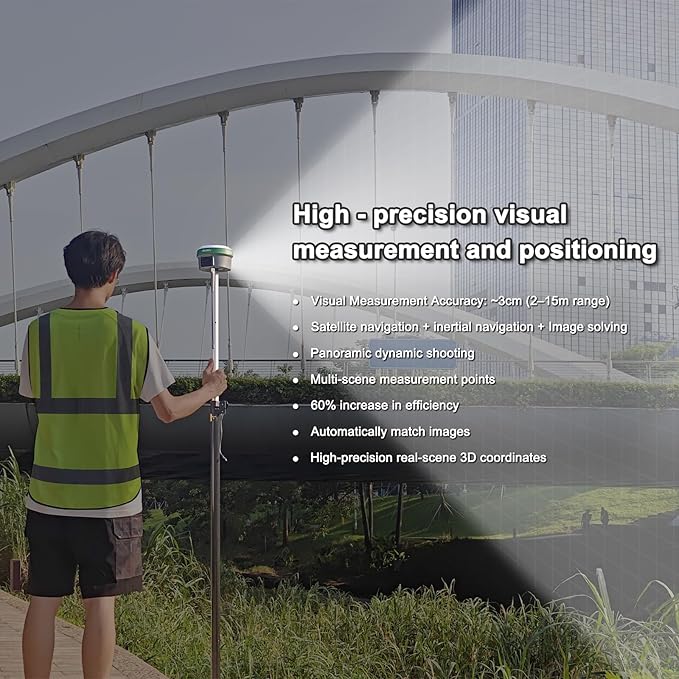 SMA60 AR Visual Photogrammetry RTK GNSS Survey System | Dual Cameras for AR Stakeout & Image Measurement, OLED Display, 60° Tilt, IP68, 4G UHF WiFi Bluetooth, High Precision Land Survey Equipment
