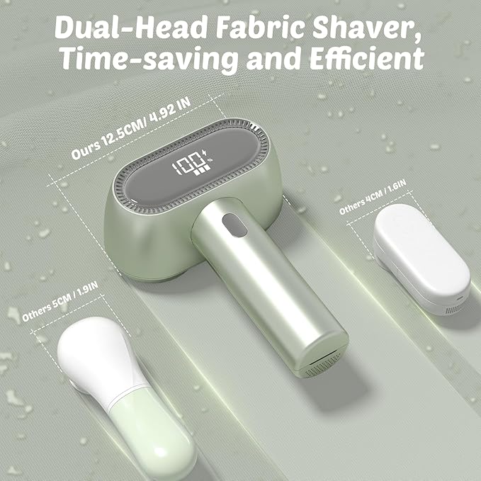 Tylasom Fabric Shaver, Rechargeable Double-Head Lint Remover, Electric Lint Shaver and Clothing Shaver to Remove Pillings and Fuzz Easily