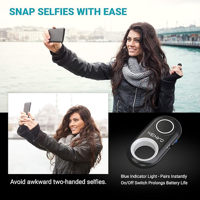 Xenvo Shutterbug - Camera Shutter Remote Control - Bluetooth Wireless Selfie Button Clicker - Compatible with iPhone, iPad, Android, Samsung, and Google Pixel Cell Phones, Smartphones and Tablets