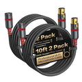 Warrky XLR Cables 10ft 2 Pack [Oxygen-Free Copper (OFC), Gold-Plated Connector] Balanced Microphone Cable Male to Female Professional Hi-Fi XLR Cable