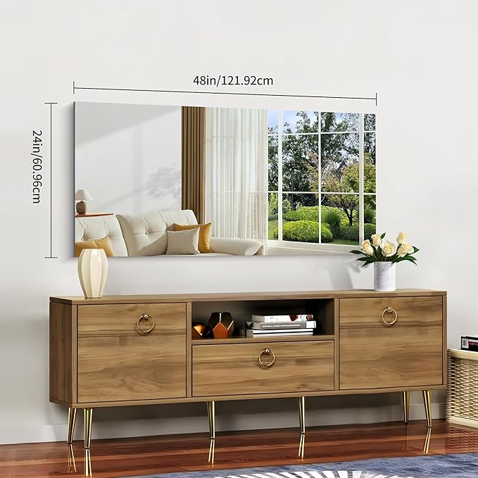 CILIBER Frameless Mirror, 24x48 Inch Large Bathroom Mirrors for Wall Over Sink, Upgraded Shatterproof Vanity Mirror with Polished Edge for Bathroom,Bedroom,Living Room and Entryway