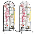 Asee'm Grid Wall Panels Display Stand 2' x 5.2' FT Black Movable Wire Grid Wall Display Rack Heavy Floorstanding Detachable Girdwall Panel with T-Base for Craft Show Rack, Retail Displays 2PCS