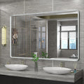 60x36 Silver Mirror for Bathroom, Large Silver Vanity Mirror for Wall, Large Rounded Rectangle Mirror, Beveled Border, Anti-Rust, Shatterproof (Horizontal/Vertical)