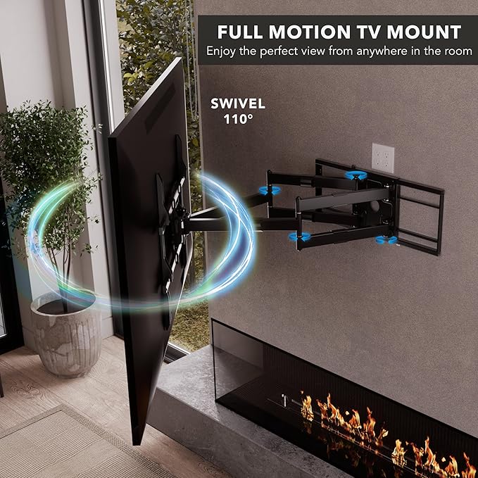 Mount-It! The Beast Full Motion TV Wall Mount for Extra Large 85, 90, 98, 100, 110" TVs with 39 Inch Long Reach Extension Arms - 275 Lbs Capacity Heavy Duty Dual Arm TV Mount