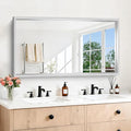 30x55 Silver Bathroom Mirror, Brushed Silver Rectangular Mirror for Wall, 0.6" Thickened Deep Frame Mirrors for Bathroom Sink, Shatterproof Tempered Glass, Antirust, Horizontally or Vertically