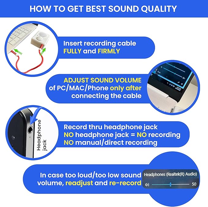 200 Seconds Voice Recorder for Stuffed Animals | Recordable Button Sound Box for Crafters, Hobbyists, etc | Voice Box for Recordable Gifts | Build a Bear Voice Recorder | Toy Recorder