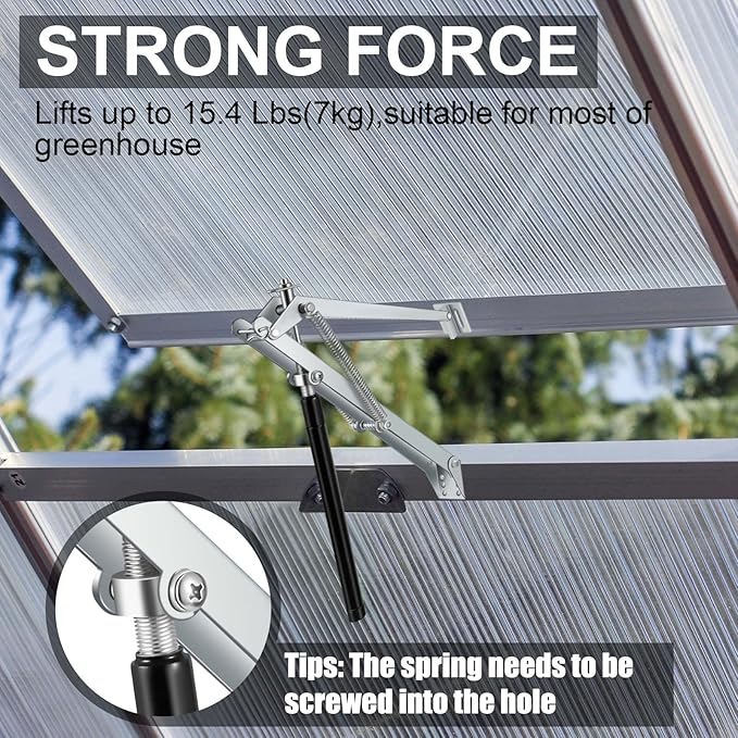 Amylove 4 Pcs Dual Spring Automatic Roof Vent Opener Greenhouse Accessories Solar Greenhouse Heater Sensitive Ventilation Kit Automatic Window Vent Opener Replacement for Gardening