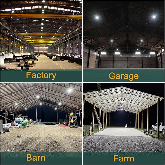 ACOHOOK LED High Bay Light 420W 60000lm 5000K High Bay LED Shop Lights with US Plug, AC100-277V UFO Commercial Bay Lighting for 30-55FT Height -2Pack