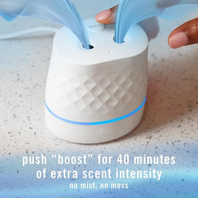 Febreze Plug Scent Booster in White, Continuous Scent Device Oil Diffuser, Compatible with Febreze Air Freshener Plug in Refills