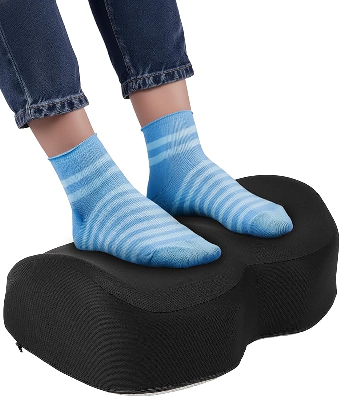 Everlasting Comfort Foot Rest for Under Desk at Work - Memory Foam Office Foot Stool & Under Desk Footrest Leg Elevation Pillow for Gaming & Home Office, Supports Posture