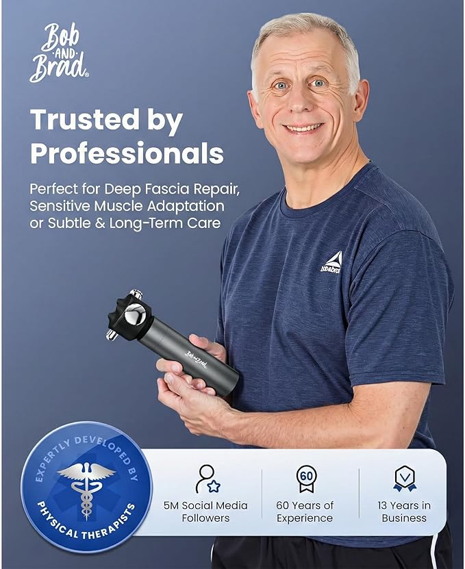 BOB AND BRAD VibeFlow Vibration Massager (Not Percussion), FSA-HSA Eligible, 116Hz Deep Tissue Therapy Massage Gun for Sensitive Joints, Muscle Pain Relief, Fascia Release, Trigger Points & Full Body