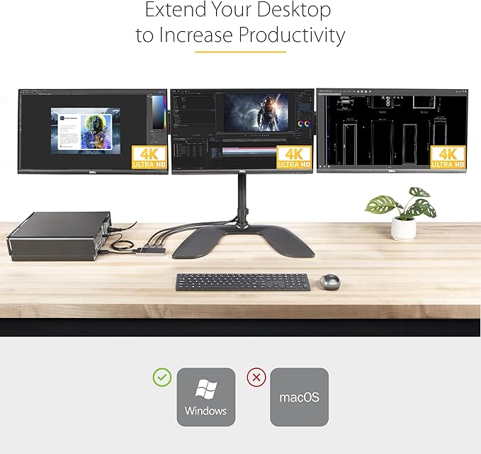 StarTech.com 3-Port DisplayPort 1.4 Splitter, DisplayPort to 3x DP Multi-Monitor Adapter, Triple 4K Computer MST Hub, USB Bus-Powered, Windows Only (MST14DP123DP)
