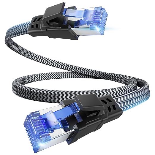 EWIND Anti-Tear Nylon for Cat 8 Ethernet Cable, 3FT Heavy Duty High Speed by EWIND