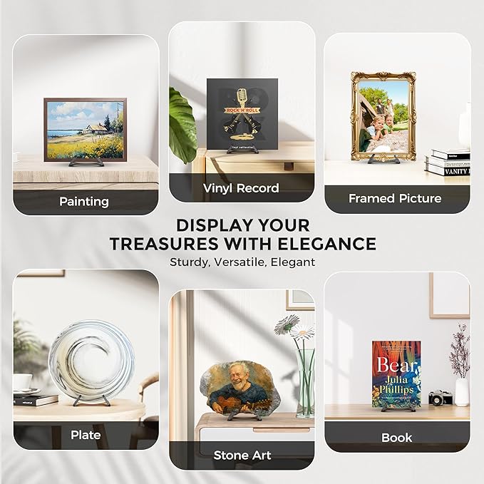 TR-LIFE Plate Stands for Display, 6 Inch, 4-Pack, Plastic Picture Frame Holder Easels for Plates, Pictures, Books, Signs, Plaques