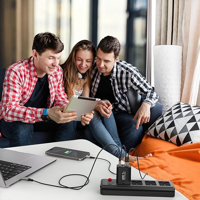 TT&C USB C Block 40W, 4 Ports Wall Plug Fast Charging Block, PD+QC Multiport Power Adapter USB C Charger Type C for iPhone 17, 17 Air, 17 Pro, 17 Pro Max, 16,15,14,13,12, Galaxy Phones-(Black 2Pack)
