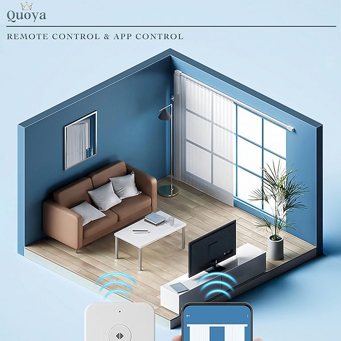 QUOYA QL600 Smart Electric Curtain Track, Motorized motor, Adjustable track length, compatible with Alexa, google, Siri, Apple Watch