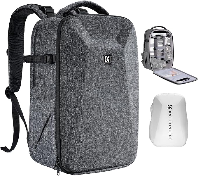 K&F CONCEPT Camera Backpack, Hardshell Photography DSLR Camera Bag by KFCONCEPT