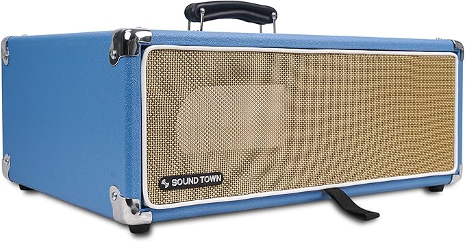 Sound Town Vintage 3U Amp Rack Case, 12.5" Depth with Rubber Feet, Dust Cover, Kickstand, Beau Blue (STVRC-3BL)