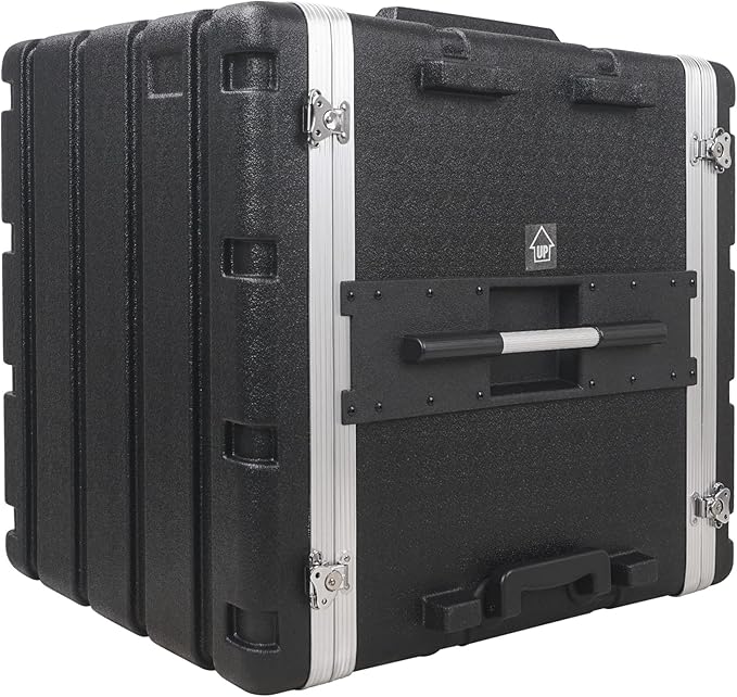 Sound Town Lightweight 12U PA DJ Rack/Road Case with 11U Rack Space, ABS Construction, 19" Depth, Retractable Handle, Wheels and Heavy-Duty Latches (STRC-A12UT)