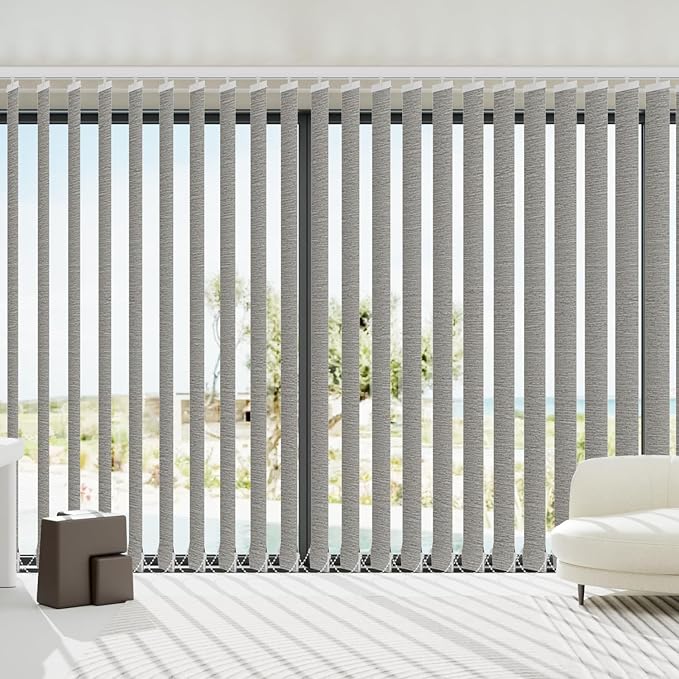 Blindify Motorized Vertical Blinds, Blackout Sliding Door Shades Vertical Shades Remote Control Customize, Coffee