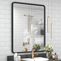 24x32 Black Bathroom Mirror, Black Matte Metal Framed Vanity Mirror, Rounded Rectangle Mirror, Anti-Rust, Shatterproof (Horizontal/Vertical)