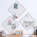 Feadily 4 Pack Metal Grid Wall Board Including 1 Hook Rack, Photos & Pictures Display Board,Photo Wall, Picture Board, DIY Home & Office Wall Decor 13.8 Inch × 13.8 Inch (Black)