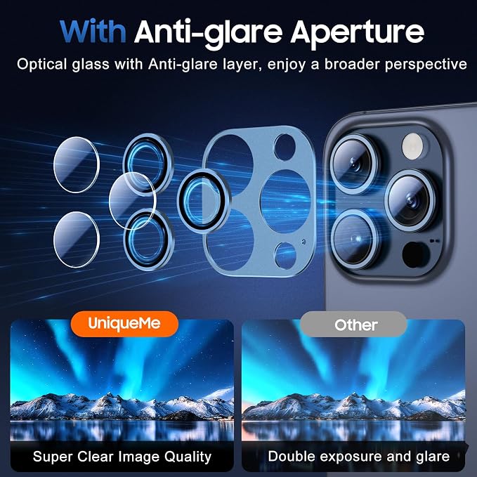 UniqueMe for 3 Pack iPhone 15 Pro/iPhone 15 Pro Max Camera Lens Protector - Image 4