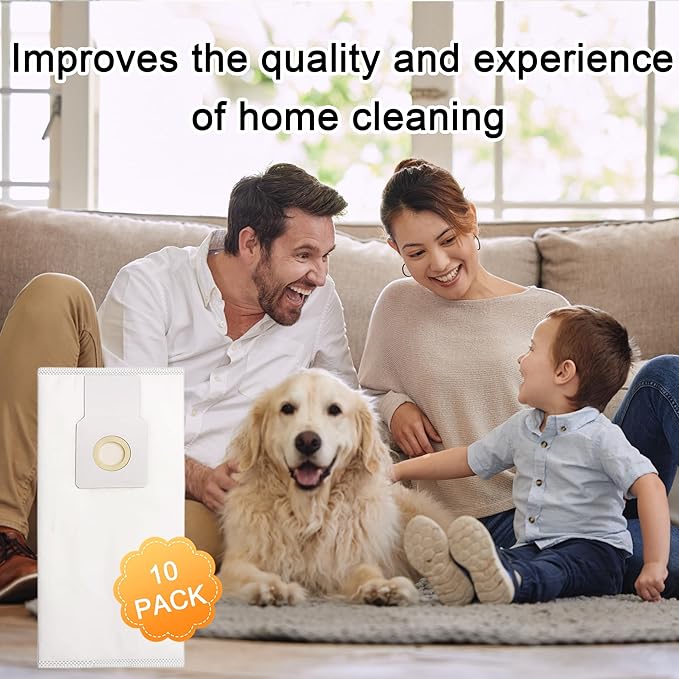 10 Pack 53294 Style O HEPA Cloth Vacuum Bags Fit for Kenmore Upright Vacuum Cleaner, Type O Cloth Upright Vacuum Bags HEPA Fit for Kenmore 5068 50688 53294 50105 BU1017 31140 31150 Elite Vacuum Bags