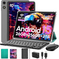 VisuPad 2026 Android 15 Tablet with Keyboard, 26GB+256GB+2TB Expand, 10 Inch 2 in 1 Tablet with Gemini AI, 8000mAh, 2.4G/5G WiFi, BT5.0, Widevine L1, Tablets Pc with Case, Mouse, Stylus (Green Case)