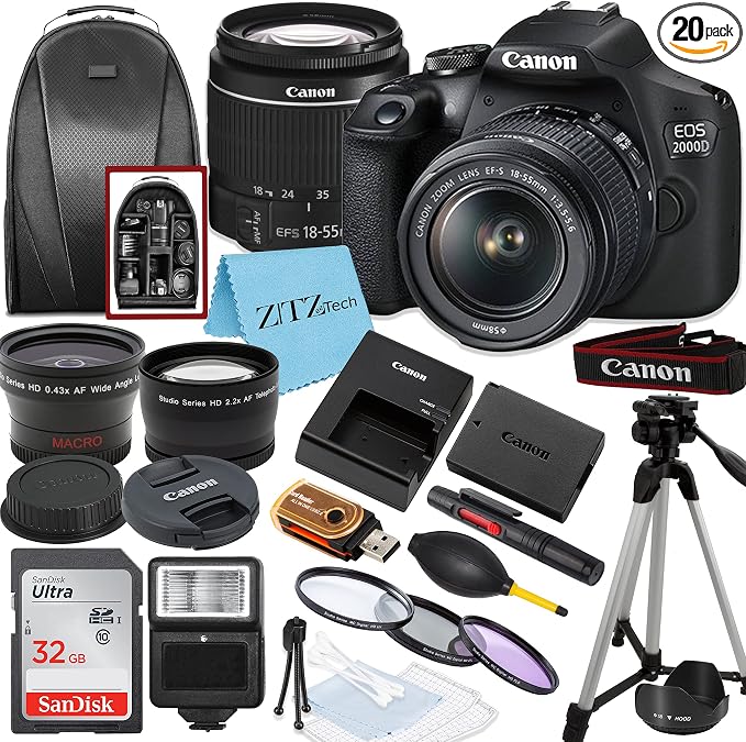 Canon EOS 2000D / Rebel T7 DSLR Camera by Amazon+Renewed
