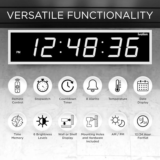 Ivation Oversized 36" Large Digital LED Clock | Big Digital Clock - Image 6
