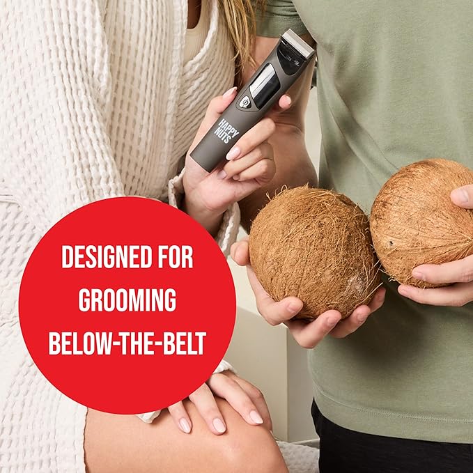 HAPPY NUTS The Ballber Pro Electric Groin & Body Hair Trimmer for Men - Mens Body Groomer Kit for Privates - Waterproof Shaver for Hard to Reach Areas