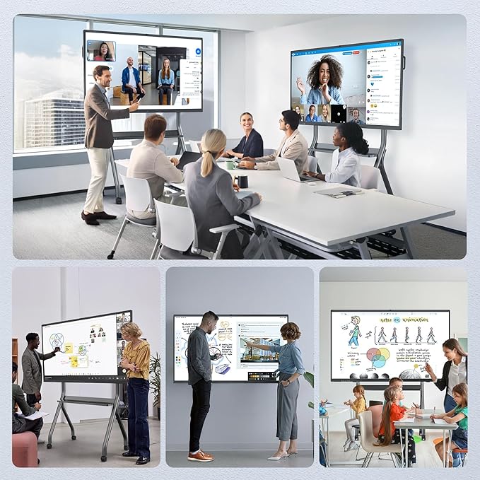 QIXZOCV 55" Smart Board, Interactive Whiteboard, 4K Electronic Board, UHD Touchscreen, Android 13, 8+128G, All in One Smartboard for Classroom Office Home (Wall Mount Included)