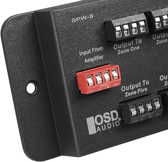 SPW8 Whole House Audio 8-Zone Speaker Distribution Panel Single Audio Input 300W Per Channel - OSD Audio