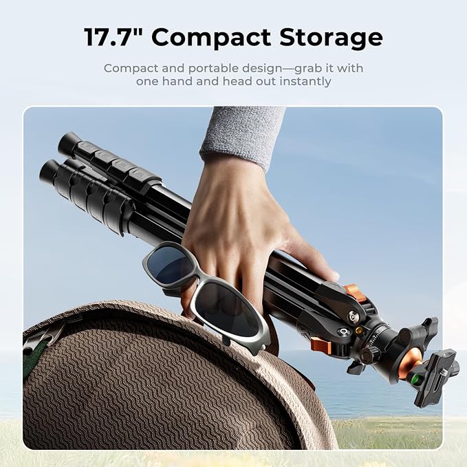 K&F CONCEPT 73" Aluminum Travel Tripod - Image 2