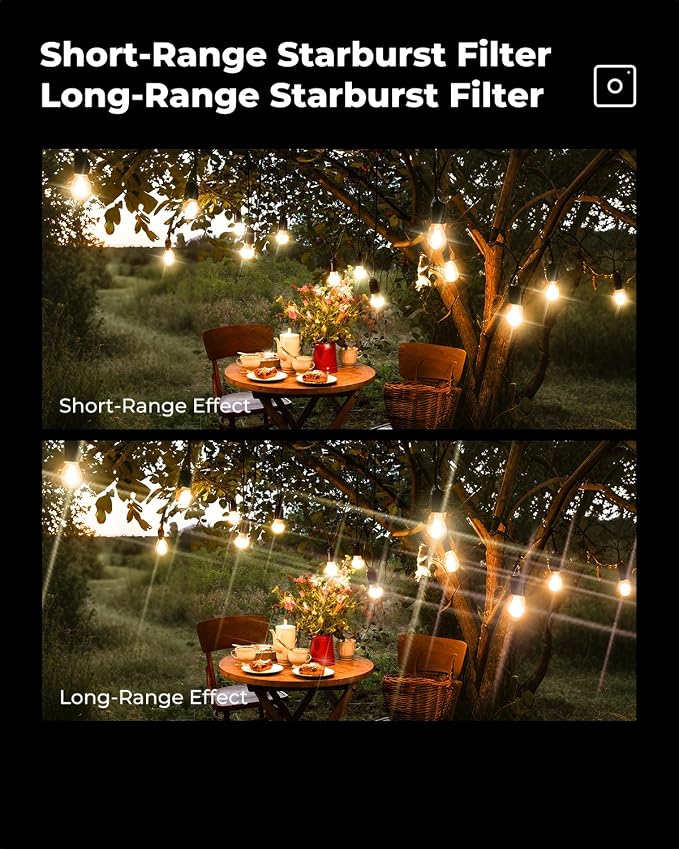 K&F CONCEPT 58mm Variable Short Line Star Lens Filter, Cross Screen Starburst - Image 5