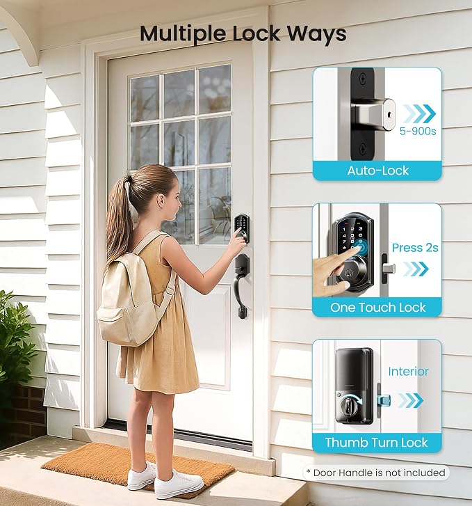 Veise VE07 Fingerprint Smart Door Lock, 7-in-1 Keyless Entry Deadbolt - Image 6