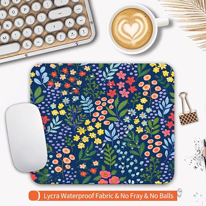 Armanza Square Mouse Pad Flowers,Personalized Premium-Textured Custom Mouse Mat Design,Washable Mousepad Lycra Cloth,Non-Slip Rubber Base Computer Mouse Pads for Wireless Mouse