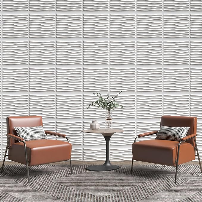 Art3d 100 Pack Decorative 3D Wall Panels, 97 Sq.Feet PVC Interior Wall Décor, 11.8"x11.8", White