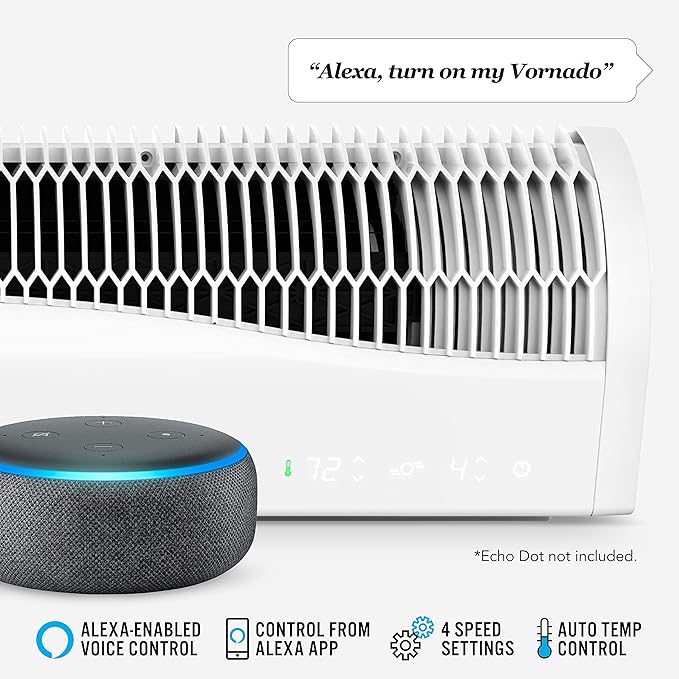 Vornado TRANSOM AE Window Fan Works with Alexa, 4 Speeds, Reversible Exhaust Mode, Weather Resistant Case, Whole Room,White