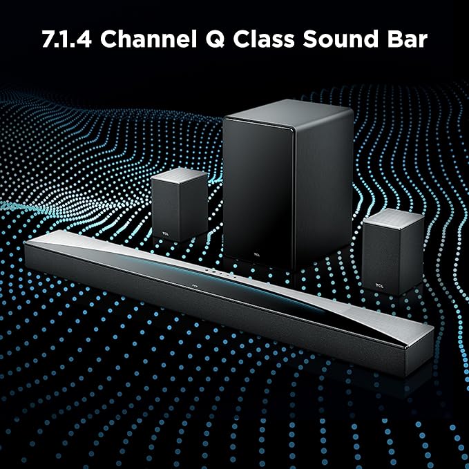 TCL Q85H 7.1.4 Sound Bar with Wireless Subwoofer for Smart TV | Dolby Atmos DTS:X Surround Sound System | 860W Power Bluetooth Home Theater Speaker | App Control & Remote Control | Latest Model