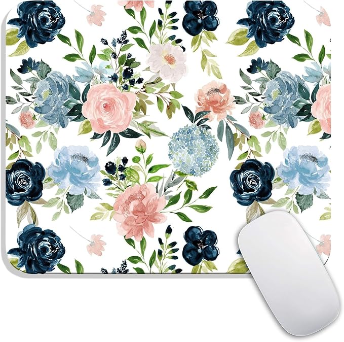 Armanza Square Mouse Pad Pretty Flowers, Personalized Premium-Textured Custom Mouse Mat Design, Washable Mousepad Cloth, Non-Slip Rubber Base Computer Mouse Pads for Wireless Mouse