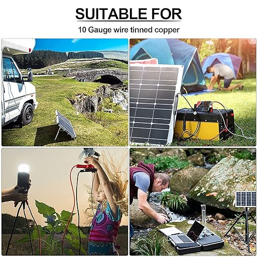 Solar Panel Wire - iGreely 100Ft 10 Gauge Tinned Copper PV Wire Solar Panel Extension Cable UV Resistant Cable for Boat Marine Automotive RV Solar Panel Outdoor - Black