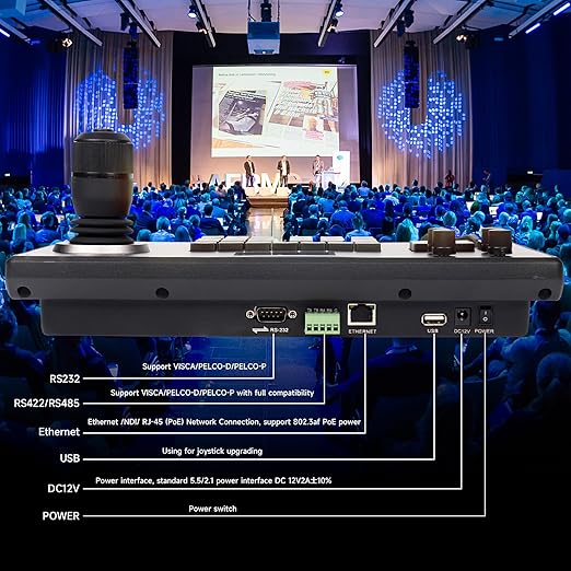 iuZee PTZ Camera Controller 4D Joystick PoE IP PTZ Keyboard with Controller 2.8" LCD Screen, Support VISCA PELCO-P PELCO-D RS422 RS485 RS232 RJ45, for Live Streaming Meeting/Church Service/Education