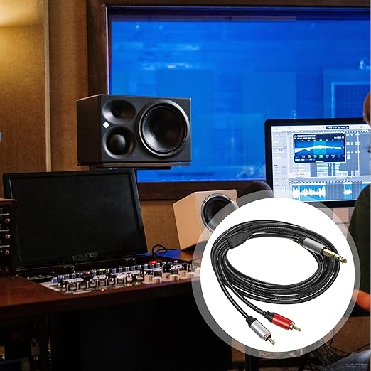 FRCOLOR 35mm 3-core Stereo to 2-Connector Audio Cable 3m Guitar Sound Signal Splitter Cable for Studio Recording and Microphone Accessories